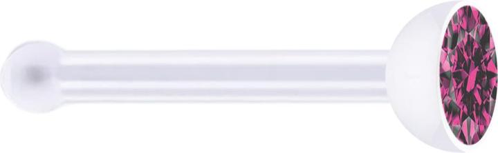 Star Piercing Nasenstecker gerade transparent mit Kristall pink (ohne Messing, Bioflex)