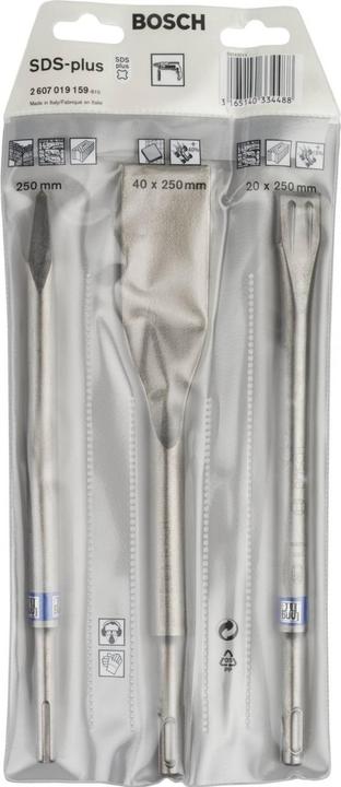 Produktbild Bosch Professional Zubehör 3-tlg. Meisselset, SDS plus, 0/20/40 mm (250 mm)