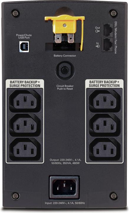 Produktbild APC Back-UPS AVR, IEC-Ausgänge (950 VA, 480 W, Line-Interaktiv USV)