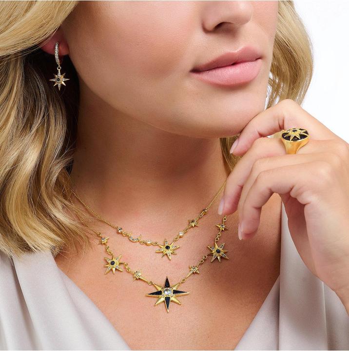 Productafbeelding Thomas Sabo Ketting Royalty Ster & Maan Goud (925 zilver, Met steen(ten), Gouden, 40 - 45 cm)