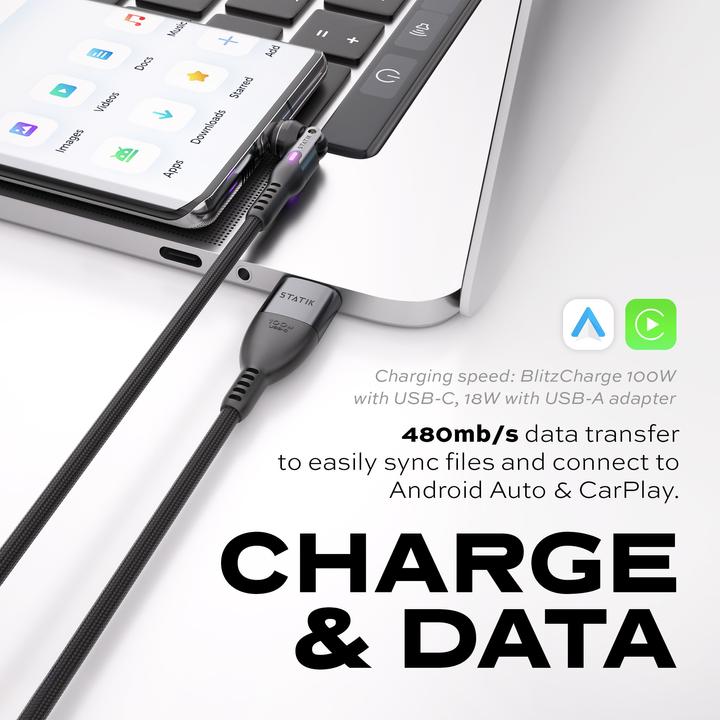 Actual product image Statik 360° rotatable USB-C to USB-C cable 3.0m (3 m, USB 3.0)