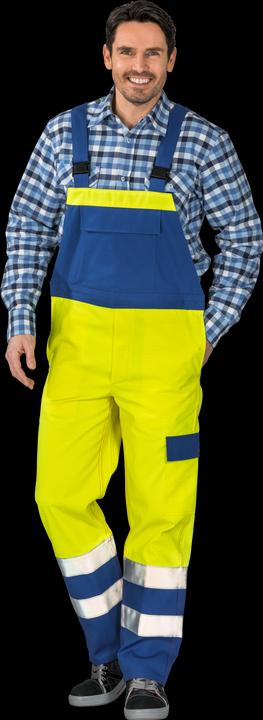 Actual product image Planam unisex high-visibility dungarees MAJOR PROTECT warning yellow, cornflower blue size 90 (90)