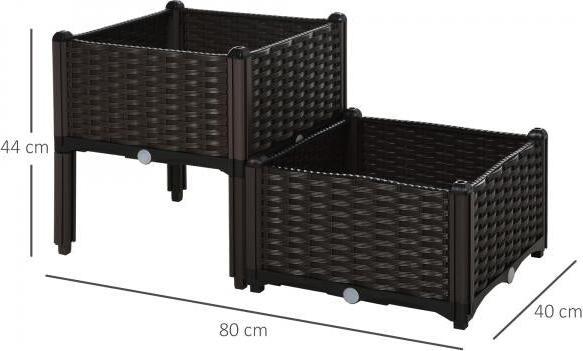 Produktbild Outsunny 2-teiliges Hochbeet in Rattan-Optik
