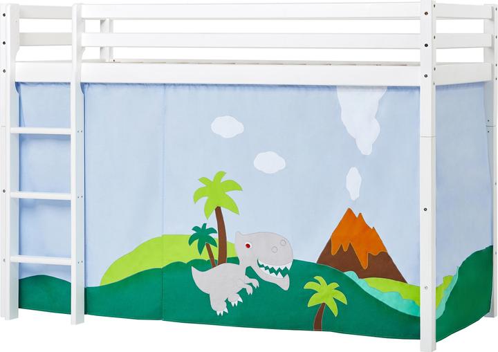 Actual product image Hoppekids BUNDLE BASIC middle loft bed 90x200 cm with DINOSAUR curtain (90 x 200 cm)