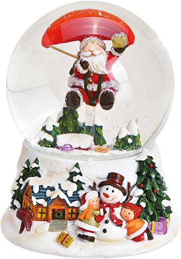 Produktbild G. Wurm Spieluhr Schneekugel Nikolaus Fallschirm aus Poly, Glas Bunt (B/H/T) 10x14x11cm