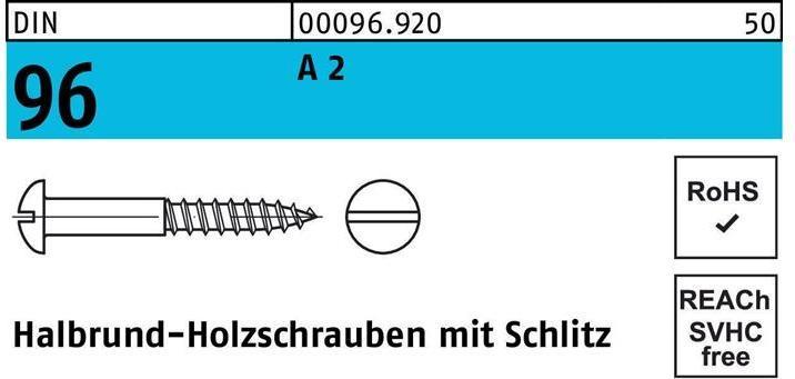 Actual product image Wood screw DIN 96 half round head slotted 4.5 x 45 A 2 (200 Screws per piece)