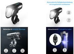 Image du produit Fischer Phare vélo avant 100 Lux LED rechargeable Noir (110 lm, 110 lm)