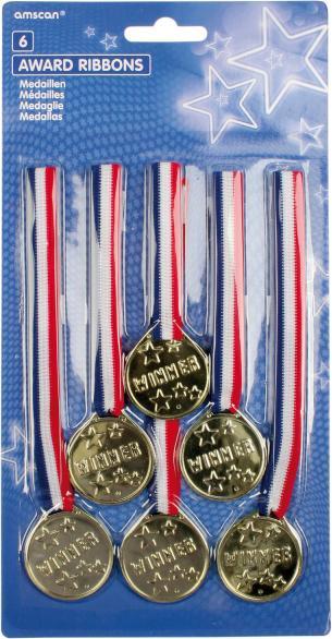 Produktbild Amscan 6 Medaillen Plastik / Textil 10,8 x 3,8 cm