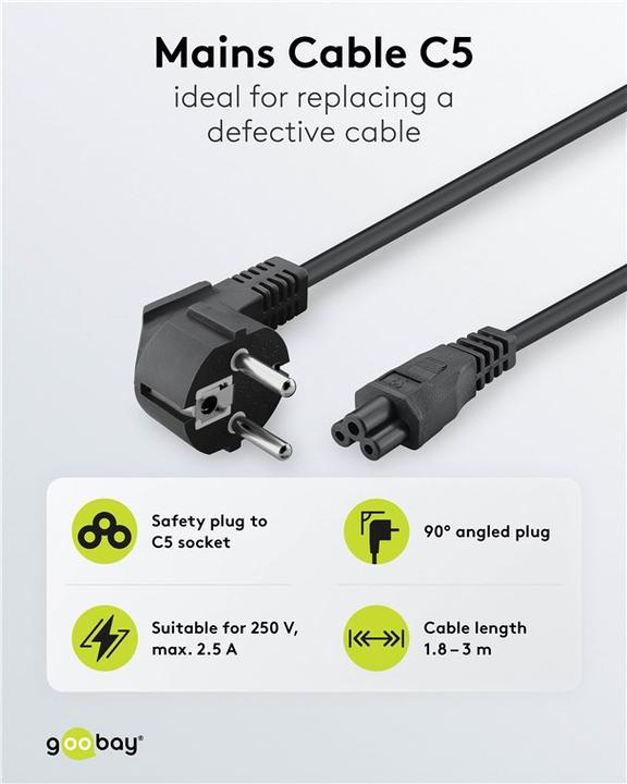 Image du produit Goobay Netzanschlusskabel (1.80 m)