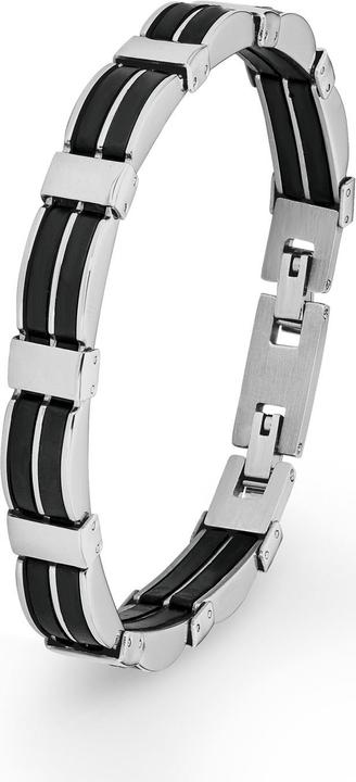 Produktbild Amor 22 cm langes Herren-Armband mit modischen Kautschuk-Elementen (20 cm, Edelstahl, Leder)