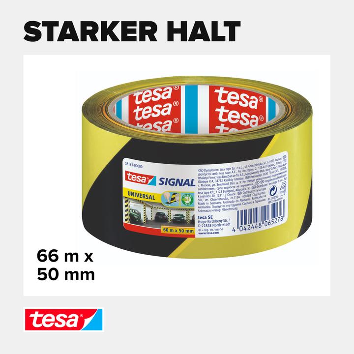 Actual product image tesa UNIVERSAL signal marking tape, self-adhesive PP warning tape for permanent marking (50 mm)