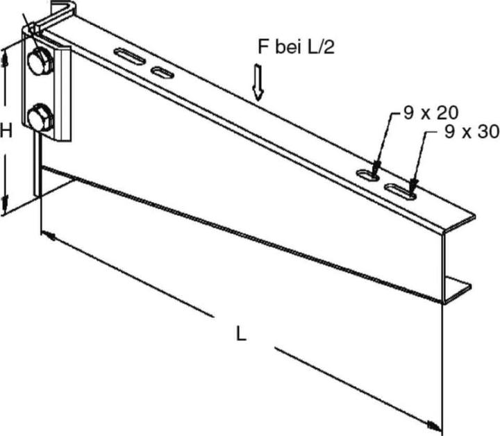 Image du produit Niedax NIE KTTS500 Flèche lourde 150x530mm 5,0 kN avec pince prémontée