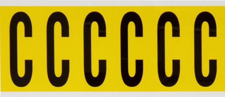 Image du produit Brady 3450-C, B-499, Tissu de nylon, lettre C, noir sur jaune, 38 x 89mm, taille des caractères : 1,5 mm.