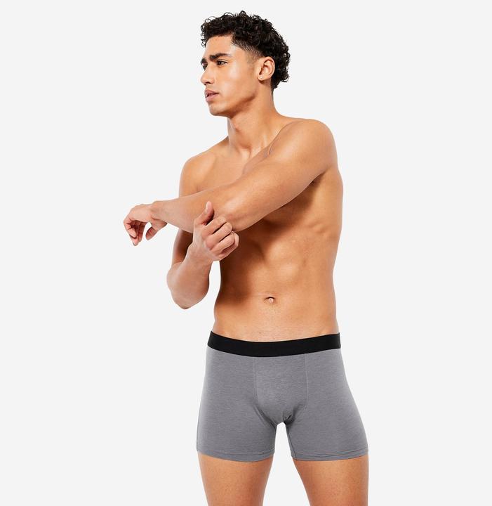 Immagine prodotto Domyos Boxer da uomo in cotone confezione da 3 pezzi - nero/grigio/blu (XL, confezione da 3)