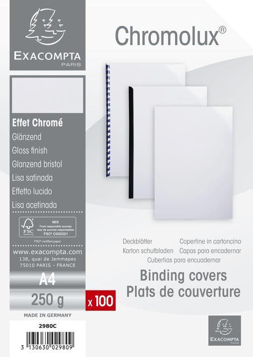 Immagine prodotto Exacompta Copertina Chromolux 250 g/m², 100 pezzi, bianco