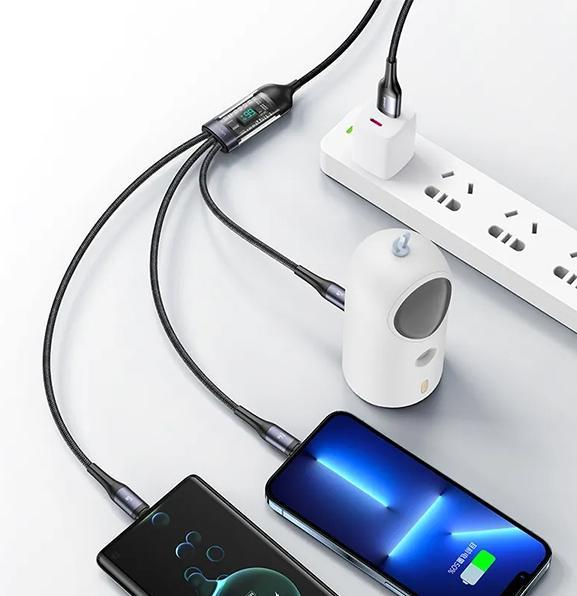 Actual product image Usams USB A - USB type C, Lightning, Micro USB B (1.20 m, USB 3.2 Gen 1, 66 W)