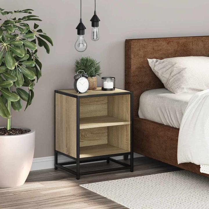 Produktbild VidaXL Nachttische 2 Stk. Sonoma-Eiche 40x31x50cm Holzwerkstoff Metall (40 x 31 x 50 cm)