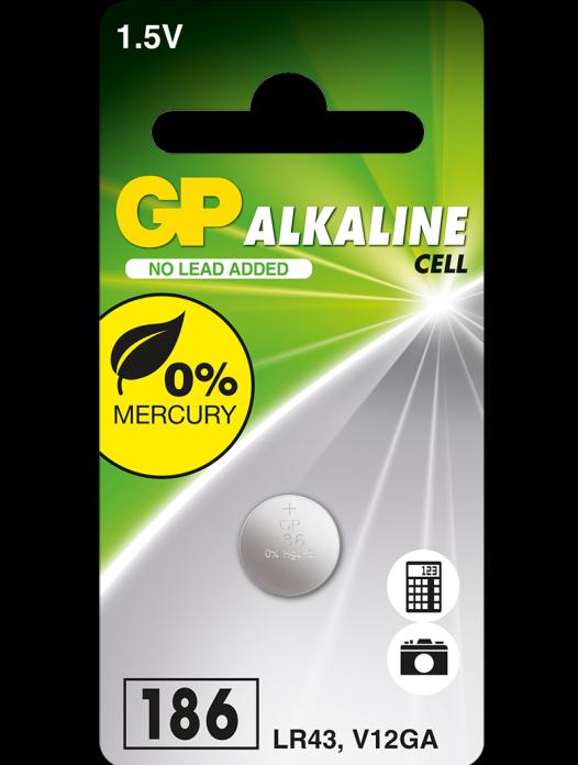 Produktbild GP Batteries GP Knopfzelle Alkaline LR43 1.5V, 1 Stk (1 Stk., LR43, 70 mAh)