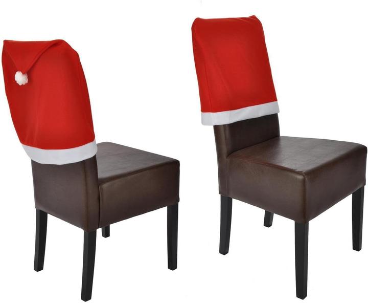Produktbild Novaliv 12er Set Stuhlhussen Weihnachten I Rot I Nikolausmütze I Stuhlbezug Weihnachten Deko