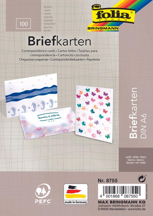 Folia Letter card A6 100pcs white (1 pcs.)