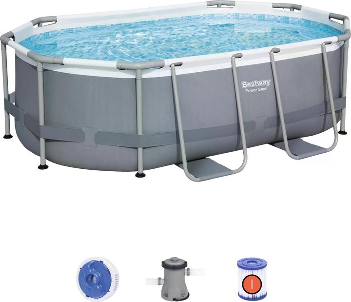 Produktbild Bestway Steel Pro MAX Frame Pool Set mit Filterpumpe 305 x 200 x 84 cm, oval (305 x 200 x 84 cm)