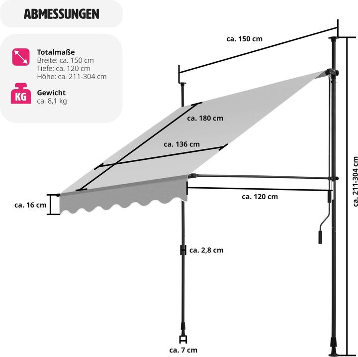 Actual product image tectake Clamping awning (1.50 m)