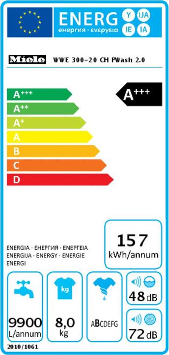 Label énergétique Miele WWE360 WPS (8 kg, Droite)