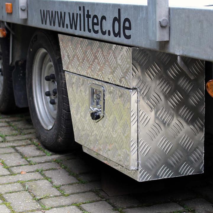Actual product image XPOtool Aluminium Drawbar Box Left 60x25x40cm Trailer Box Truck Storage Box up to 50L with 2 Keys