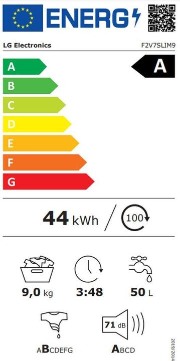 Energy Label LG F2V7SLIM9 (9 kg, Left)