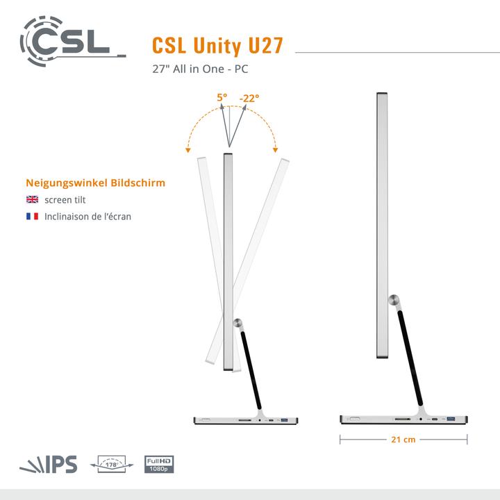 Produktbild CSL All-in-One-PC Unity U27 (Intel Core i5-1235U, 96 GB, 4000 GB, Intel Iris Graphics)