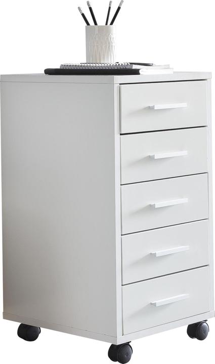 FineBuy Rollcontainer Holz Rollen Standcontainer 33x63x38cm Weiss Schreibtischcontainer (33 x 63 x 38 cm)
