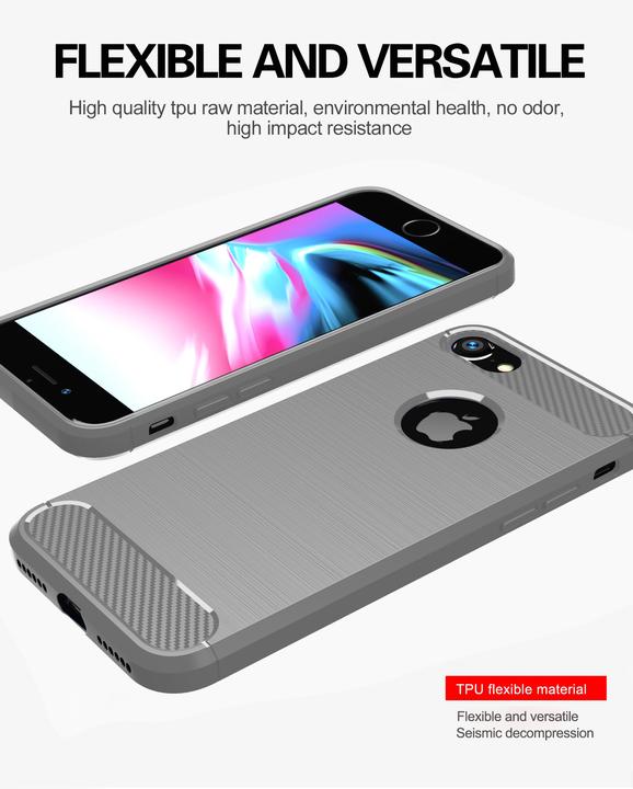 Immagine prodotto Cadorabo TPU Ultra sottile in acciaio inossidabile al carbonio Combi Cover (Apple iPhone 7)