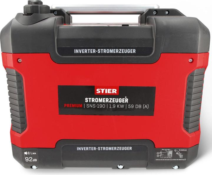 Actual product image Stier Groupe électrogène à onduleur Premium SNS-190, 1.9 kW, 59 dB(A) (1600 W, 4 l)