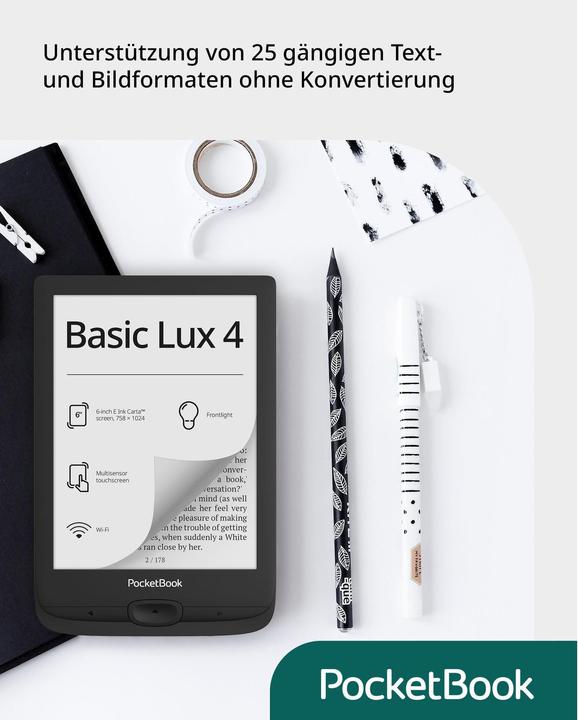 Productafbeelding PocketBook Basic Lux 4 (6", 8 GB, Zwart)