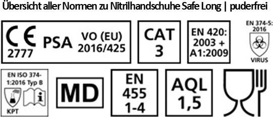 Produktbild Hygostar Nitrilhandschuhe Safe Long Gr. S, blau, puderfrei (S)