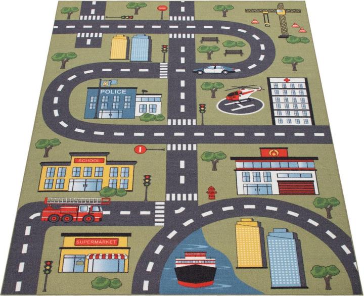 Produktbild Paco Home Teppich Für , Spielteppich Autos, Strassen-Motiv (120 x 160 cm)