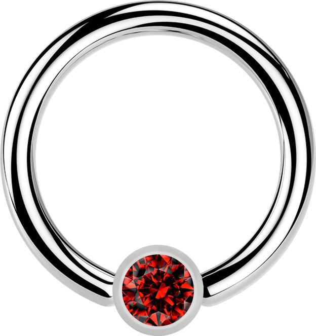 Star Piercing Ball Closure Ring silber und Kristall rot (ohne Messing, Chirurgenstahl 316L)