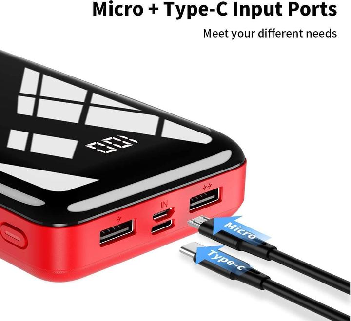 Produktbild Bextoo Powerbank 30000mAh, Rot (27000 mAh, 22.50 W, 22.50 Wh)