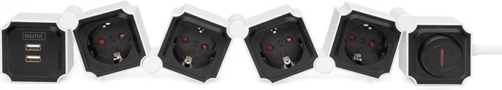 Productafbeelding Digitus Flexibele 4-weg stekkerdoos met 2 USB-poorten & schakelaar (4 x, CEE 7/3, 1.60 m)