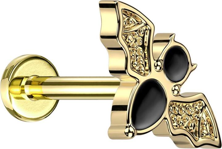 Image du produit Star Piercing Micro Threadless Labret plaqué or Chauve-souris plaqué or (sans laiton, Titane G23)