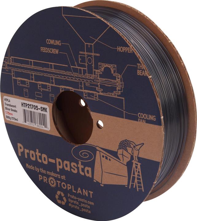Produktbild Proto-pasta Filament HTPLA Lichtdurchlässig Silber 1.75mm 500g (TPLA, 1.75 mm, 500 g, Silber)
