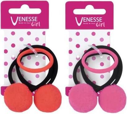 Produktbild Venesse Girl's Elastic Hair Bands with Large Pom Pom - Pack of 3 (Haargummi)