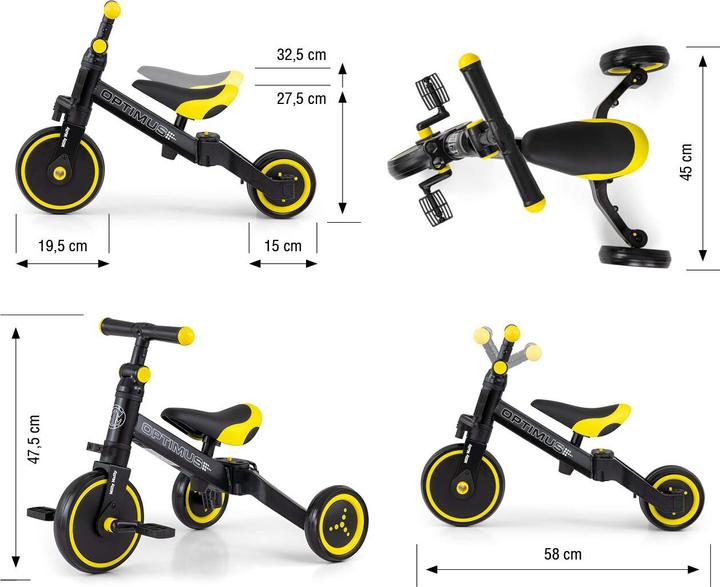 Produktbild Mally Optimus 3-in-1 Fahrrad schwarz schwarz Milly (12.01")