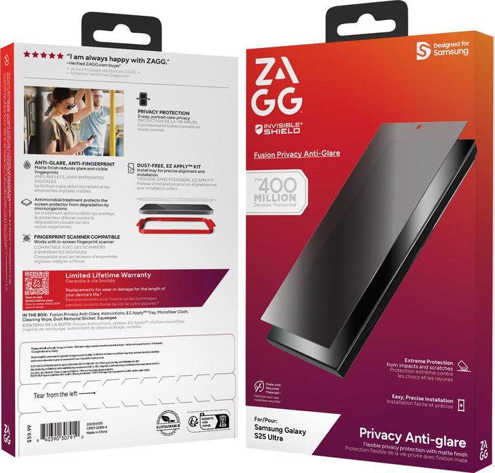 Actual product image Zagg InvisibleShield Fusion Privacy AG Samsung Galaxy S25 Ultra Screen (1 Piece, Samsung Galaxy S25 Ultra)