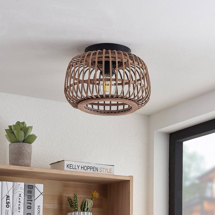 Produktbild Lindby Bominio Deckenleuchte aus Rattan, 33 cm (E27)