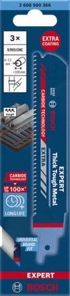 Immagine prodotto Bosch Professional Zubehör Lama per sega alternata EXPERT Thick Tough Metal S 955 CHC 3 pezzi per seghe alternative