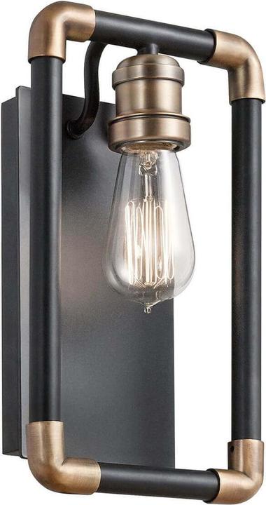 Produktbild Elstead Lighting Imahn Wandleuchte E27 Schwarz und Naturmessing (E27)