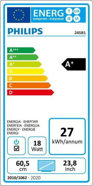 Energy Label Philips 245B1/00 (2560 x 1440 pixels, 24")