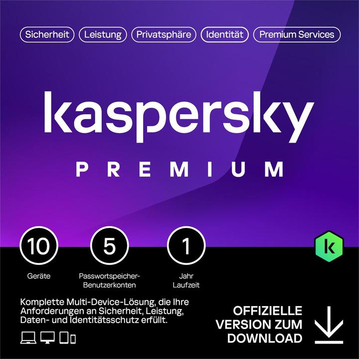 Kaspersky Premium (10 User, 1 Geräte/User, 12 Monate)
