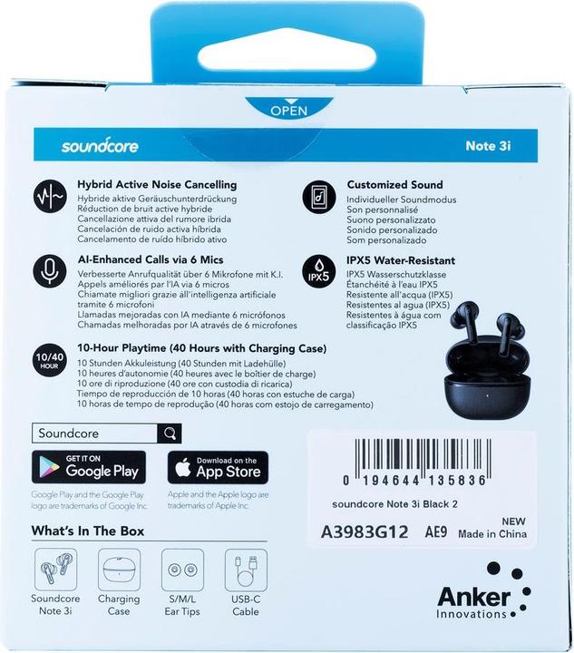 Produktbild soundcore Note 3i v2 (ANC, 36 h, Kabellos)